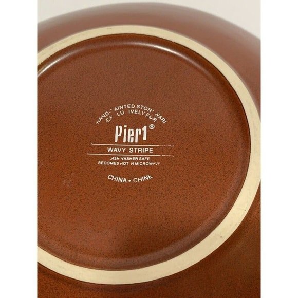 Pier 1 Wavy Stripe Bowl Soup Cereal Multicolor Stripes Embossed 9” X 8” 1 Bowl - Picture 8 of 9